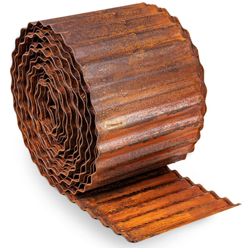 UNIGARDIA UN60 Rasenkante Cortenstahl 12 m Beeteinfassung 15 cm aus Wellblech mit Rostpatina zur Beetabgrenzung