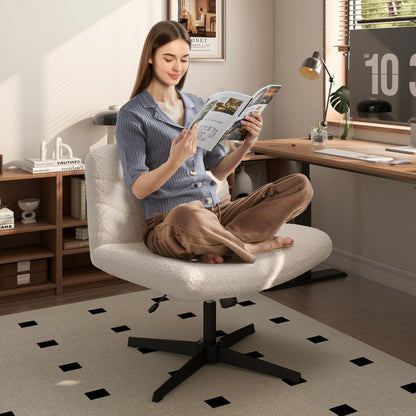 Yaheetech Schneidersitz Bürostuhl Schreibtischstuhl - Elfenbein