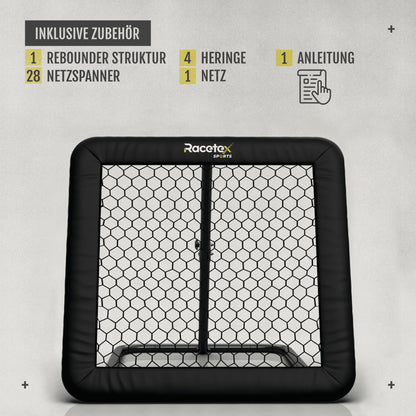 Racetex Fussball Rebounder 100x100 cm mit Cover Schwarz