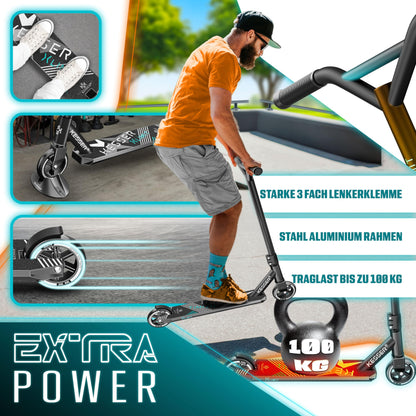 KESSER Stunt Scooter X-Limit Robuster Stuntscooter - Schwarz