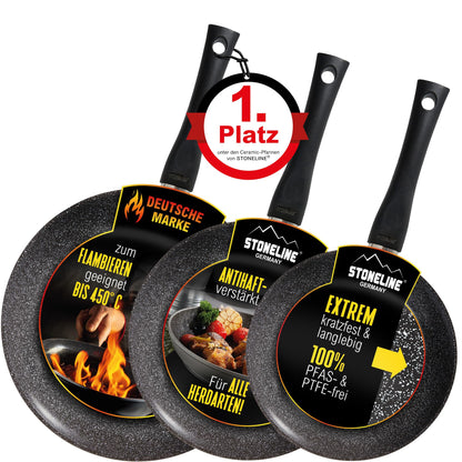 STONELINE Ceramic Pfannenset 3-teilig - Induktion 20/24/28 cm
