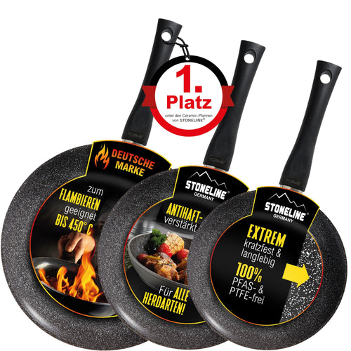 STONELINE Ceramic Pfannenset 3-teilig - Induktion 20/24/28 cm