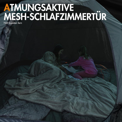 PORTAL Blackout Kuppelzelt für 3–4 Personen mit Vorzelt, wasserdicht
