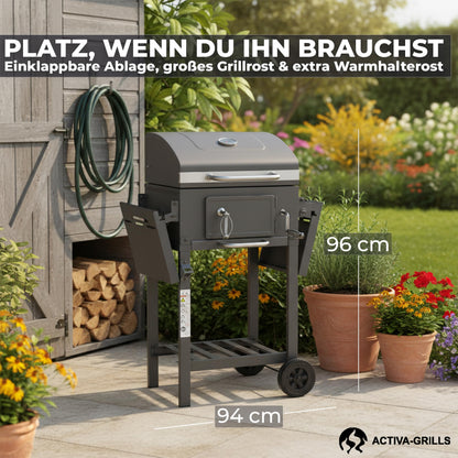 ACTIVA Holzkohlegrill Angular Smart mit Deckel und Thermometer
