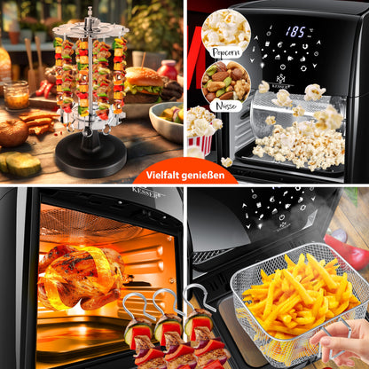 KESSER® XXL Airfryer 9in1 Heissluftfritteuse mit Drehgrill Schwarz