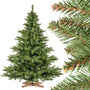 FairyTrees NORDMANNTANNE Tannenbaum künstlich 180cm Holzständer, grüner, konischer Baum mit Holzständer, ideal als festliche Weihnachtsdekoration.