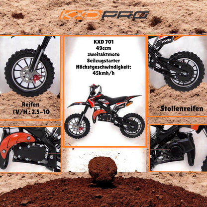 KXD 701 49ccm Kinder Dirt Bike Crossbike Pitbike - Blau