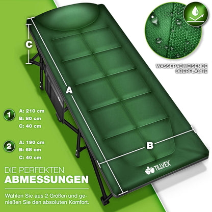 tillvex Campingbett klappbar, Feldbett bis 280 kg mit Tragetasche