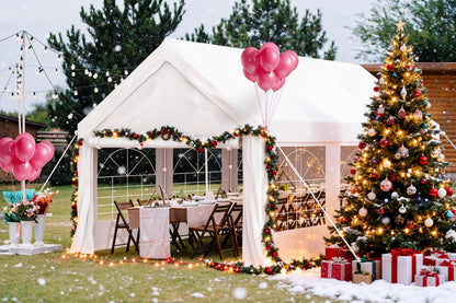 Homall Partyzelt 3x6 m Gartenpavillon wasserdicht UV-Schutz 50+ weiss
