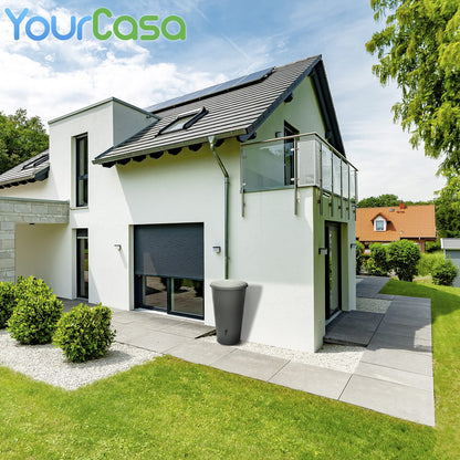 YourCasa Regentonne 200 L mit Wasserhahn und Anschlussset, Anthrazit