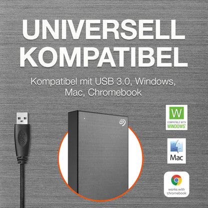 Seagate One Touch 4TB Tragbare Externe Festplatte Space Gray