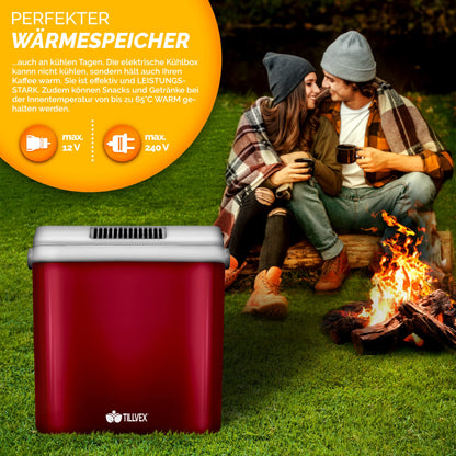 tillvex Mini-Kühlschrank 32L elektrisch Auto/Camping – Rot
