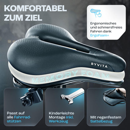 BYVITA ErgoFoam+ Fahrradsattel Trekking für Damen und Herren