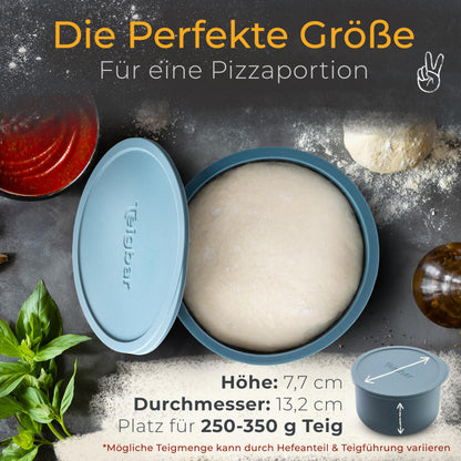 Teigbar Pizzaballen Teigbox 6er Set Silikon – Blau/Weiss Ø13cm