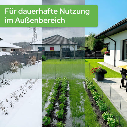 Arebos Begrenzungszaun 15 m, mobiler Gartenzaun mit 9 Pfosten