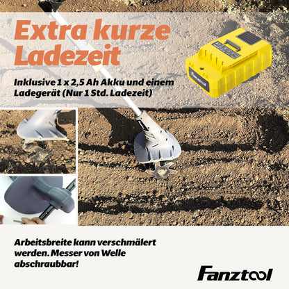 FANZTOOL AK0019 Akku-Motorhacke 20V inkl. 2,5Ah Akku und Ladegerät