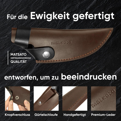 Matsato Küchenmesser mit Lederscheide, japanischer Stahl, 15 cm