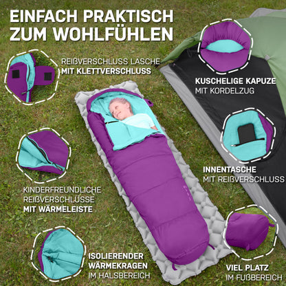 NORDBÄR Kinderschlafsack KSL120 – Mumienschlafsack bis 145 cm