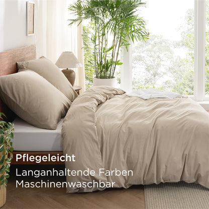 BEDSURE Bettwäsche Set 135x200 cm Baumwolle 4teilig Hazeltaupe