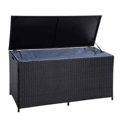 ESTEXO Polyrattan Auflagenbox Kissenbox Schwarz 120 x 50 x 59 cm
