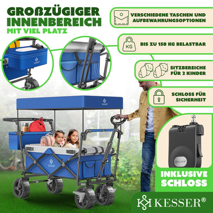 KESSER GT9000 Bollerwagen faltbar – Transportwagen mit Dach 150kg