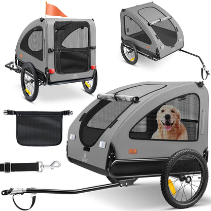 KESSER® Boxer 2-in-1 Fahrradanhänger Buggy, Grau, gross. Kombinierter Kinderfahrradanhänger und Schiebebuggy für sichere Transporte.