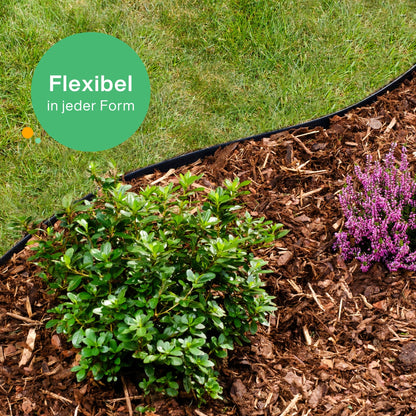 Flexible Rasenkante Kunststoff – 30m x 50mm schwarz, inkl. Anker