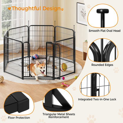 Yaheetech Welpenlaufstall 8-teilig 80cm – Faltbarer Hundeauslauf