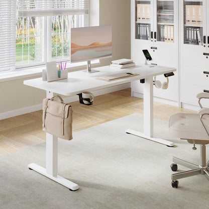 VFU Elektrischer Steh-Sitz Schreibtisch 140x60 USB-C Weiss Pro