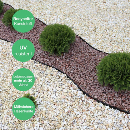 Flexible Rasenkante Kunststoff schwarz – 20m x 20cm Beeteinfassung