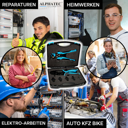 ALPHATEC Crimpzangen-Set PRO-08 mit Wechselbacken und Abisolierzange
