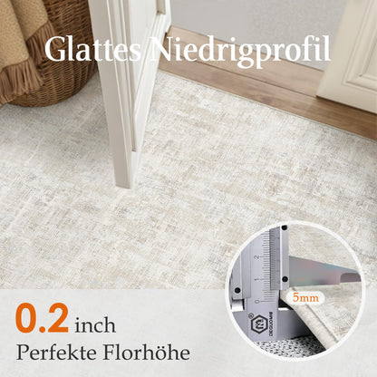 PureCozy Teppich 160x230 cm Beige-Grau, waschbarer Kurzflorteppich