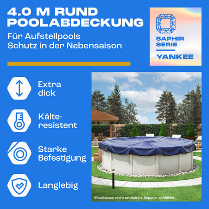 Yankee Poolabdeckung rund für 366-400 cm Pools - Ø 460 cm blau