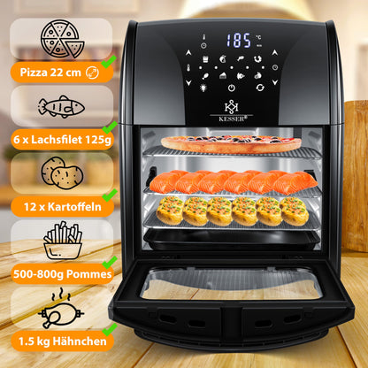 KESSER® XXL Airfryer 9in1 Heissluftfritteuse mit Drehgrill Schwarz