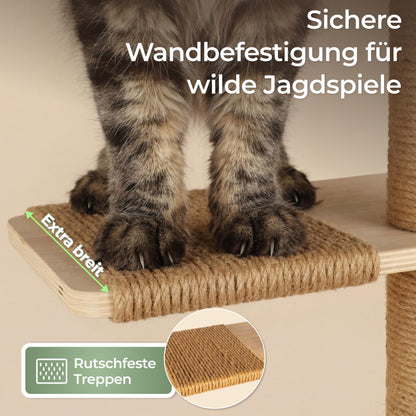 WOOWOOD Kratzbaum zur Wandmontage, höhenverstellbar bis 206 cm