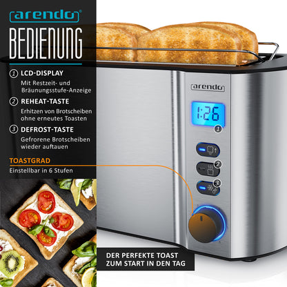 Arendo Wasserkocher Toaster Eierkocher Set Edelstahl Silber