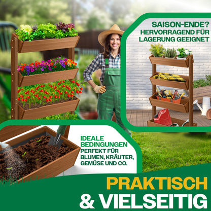 KESSER Hochbeet mit 4 Etagen, Tannenholz, Braun, inkl. Gartenvlies