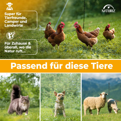 NATURIZ® Mobiler Hundezaun Camping 20m - 90cm ohne Strom