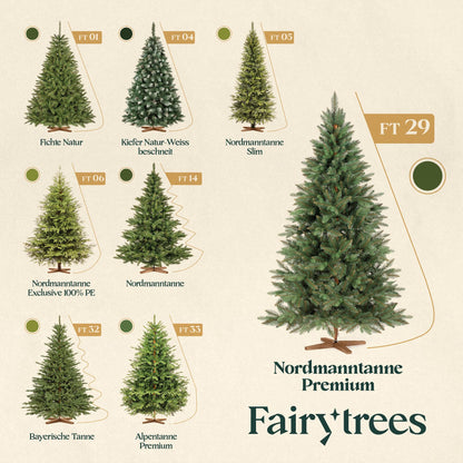FAIRYTREES Nordmanntanne Premium Künstlicher Weihnachtsbaum - 180 cm
