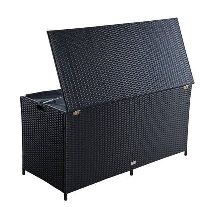 ESTEXO Polyrattan Auflagenbox Kissenbox Schwarz 120 x 50 x 59 cm
