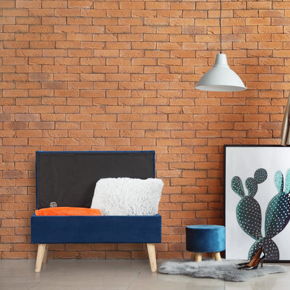 Relaxdays Sitzbank Samt Creme - Truhenbank Flur
