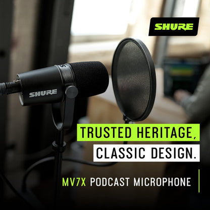 Shure MV7X dynamisches XLR Mikrofon für Podcasting – schwarz