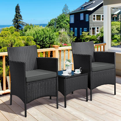 Yaheetech Gartenmöbel-Set 3-teilig, 2 Stühle & Tisch, PE-Polyrattan