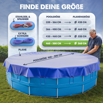 LAINFELD Poolabdeckung Rund Ø 560 cm - 200 GSM Abdeckplane