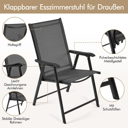 Yaheetech Gartenstühle 2er Set, klappbare Hochlehner bis 150 kg