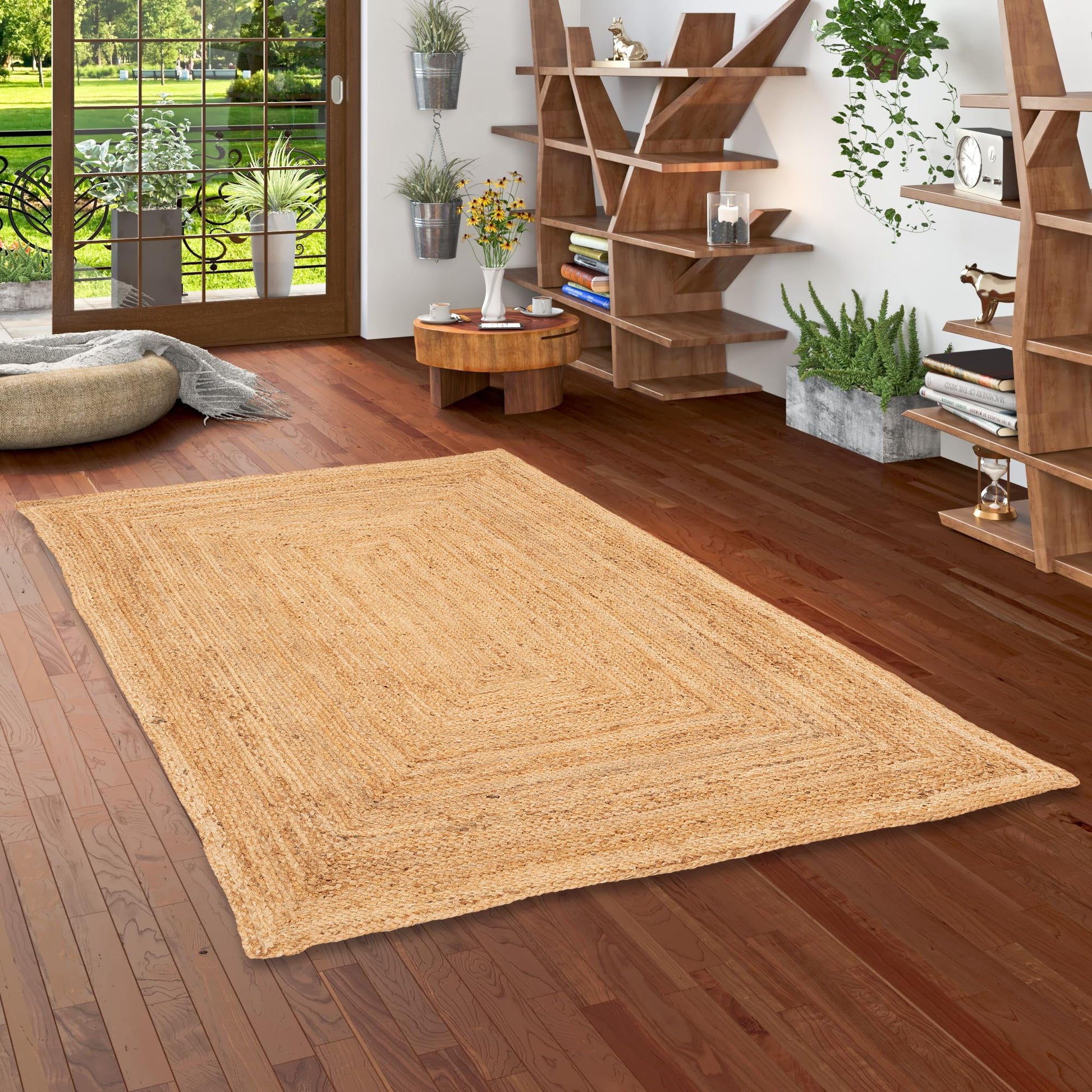 Pergamon Nele Naturfaser Jute Teppich Handgefertigt. Rechteckiger Teppich in Naturbeige zur Bodengestaltung.