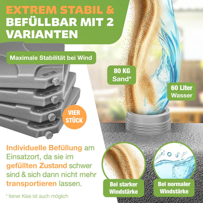 KESSER Sonnenschirmständer 4-teilig für Ampelschirm, 60 l / 80 kg