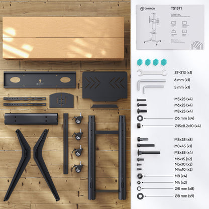 ONKRON TS1571-B TV Rollständer 32-75 Zoll - Schwarz