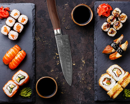 Zayiko Kurumi Premium Damast Santokumesser – 17,5 cm