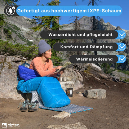 Alpteq SchlafPlatz Isomatte faltbar, IXPE-Schaumstoffmatte, blau
